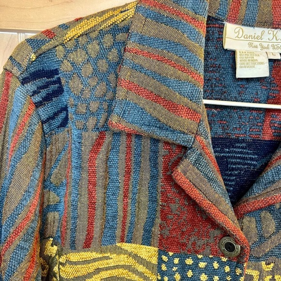 Vintage Daniel K. Embroidered Patchwork Look Tapestry Jacket Size Large - Picture 8 of 16